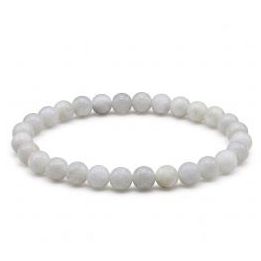 Pulsera 6mm Piedra Luna Blanca